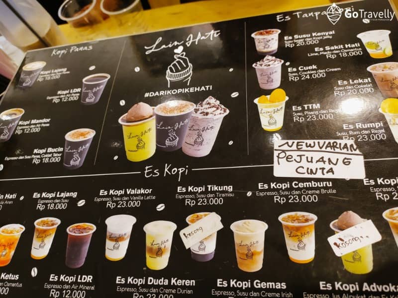 menu kopi lain hati