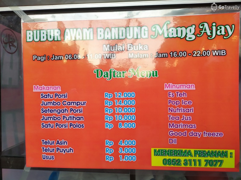 menu bubur ayam mang ajay