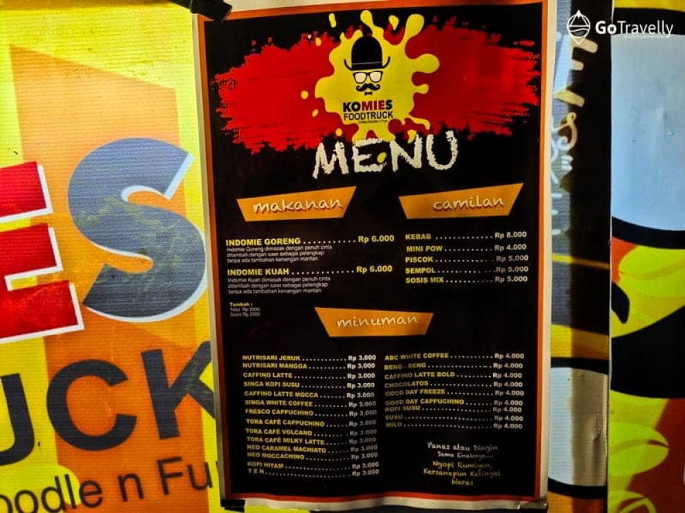 menu Komies Foodtruck Jombang