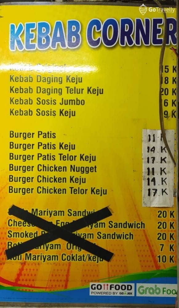 menu Kebab Corner Surabaya