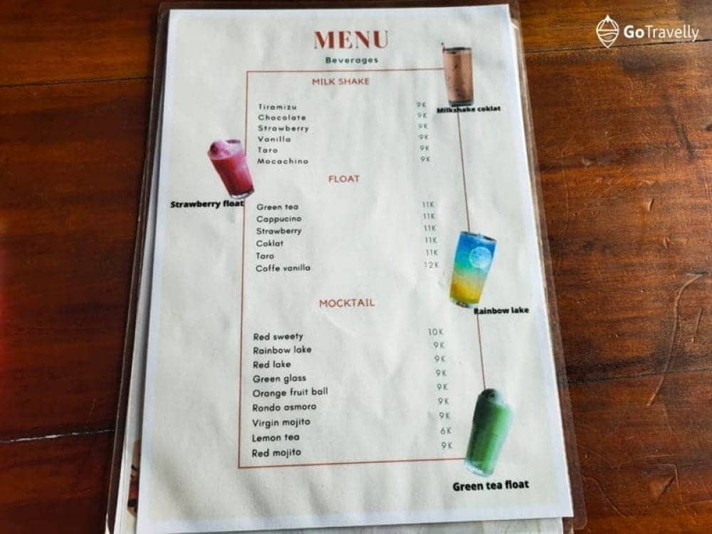 menu minuman Rumah Ice Cream Jombang