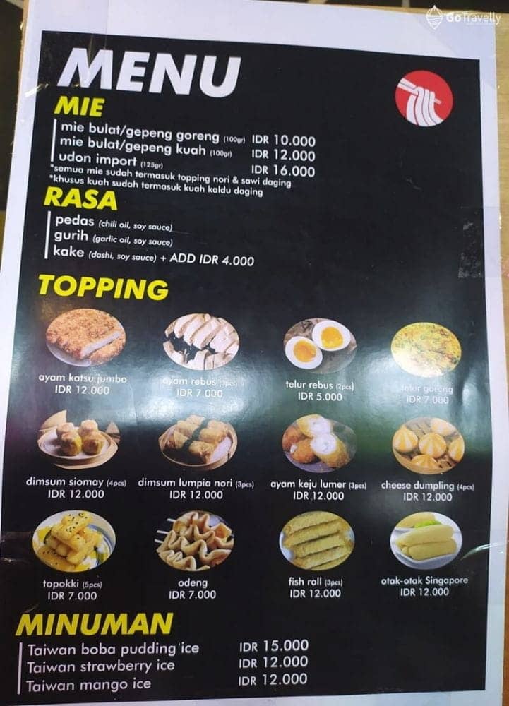 menu Abul Noodle Bar Surabaya