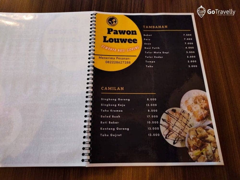 menu di Pawon Louwee Jombang