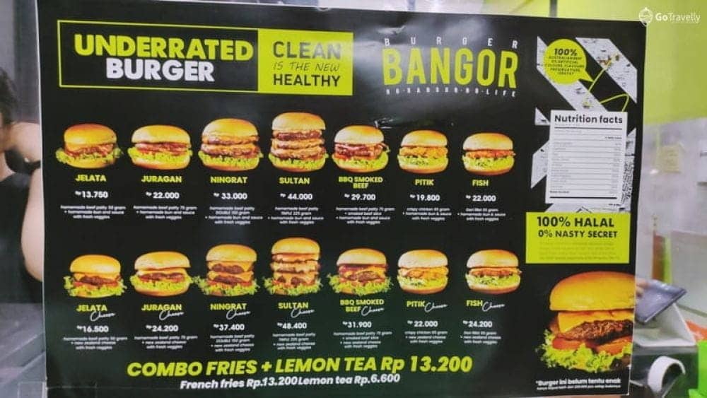 menu Burger Bangor