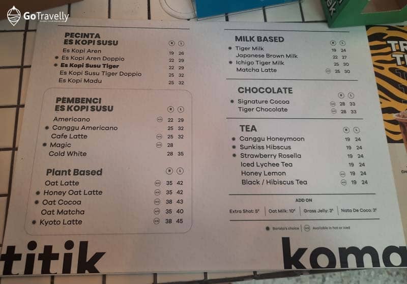 menu favorit Titik Koma Coffee